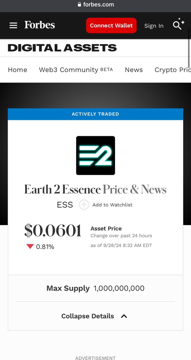 E2Yehna's tweet image. 👀🕊️
[Register for the introduction page of Earth 2 on Forbes Digital Asset page]

One of the members of the S.Korean community found an update on the Forbes website‘s digital asset-only page, which introduces Earth 2 and trends in essence prices. 

So I’m sharing it here because…