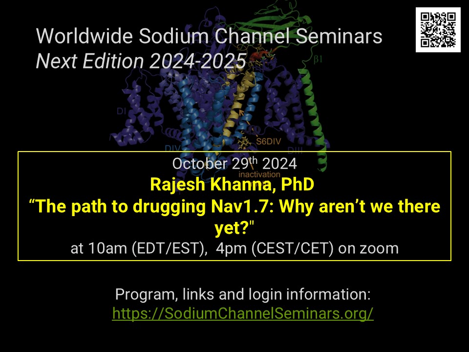 Angelika Lampert (@lampertlabrwth) on Twitter photo After the seminar is before the seminar! Following the very successful start mark your calendars for the next #WWSCS given by <a href="/KhannaLabUF/">Dr. Rajesh Khanna of the KhannaLabUF</a> on Oct 29 on “The path to drugging Nav1.7: Why aren’t we there yet?" Visit sodiumchannelsemianrs.org for more info and the login link. After the seminar is before the seminar! Following the very successful start mark your calendars for the next #WWSCS given by <a href="/KhannaLabUF/">Dr. Rajesh Khanna of the KhannaLabUF</a> on Oct 29 on “The path to drugging Nav1.7: Why aren’t we there yet?" Visit sodiumchannelsemianrs.org for more info and the login link.