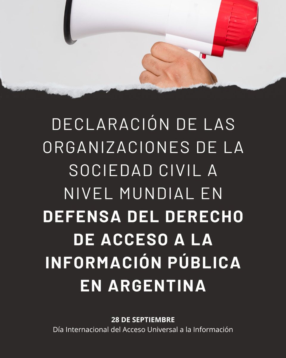 FlareFNDNS's tweet photo. 🚨Llamado urgente al Gobierno argentino🚨

Más de 70 organizaciones de la sociedad civil de todo el mundo solicitamos que se derogue el Decreto 780/2024 que restringe el derecho de acceso a la información pública.

@JMilei @madorni @GAFrancosOk 

🔗 https://t.co/Vu2q9OB8YH https://t.co/qhHUo4iUPb