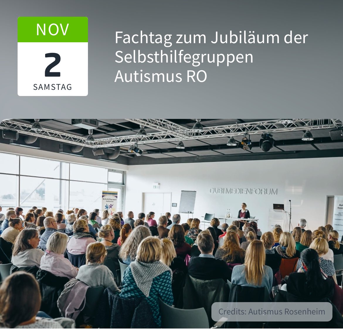 Die Selbsthilfegruppen Autismus Rosenheim feiern Jubiläum: 10 Jahre allgemeine SHG, 5 Jahre SHG für Betroffene!

#Autismus 

Tickets unter:
eventfrog.de/de/p/fuehrunge…