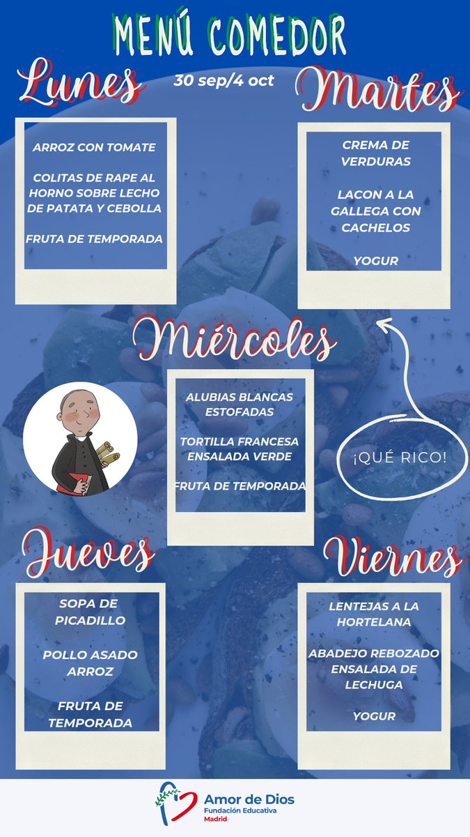 ¡𝕌𝕟𝕒 𝕒𝕝𝕚𝕞𝕖𝕟𝕥𝕒𝕔𝕚𝕠́𝕟 𝕤𝕒𝕟𝕒 𝕪 𝕤𝕒𝕝𝕦𝕕𝕒𝕓𝕝𝕖❕

Contamos con cocina propia, menús son elaborados por  nutricionistas.
 menuak.ausolan.com 
 Código: 7624

#menucomedor #amordediosmadrid #fundacioneducativaamordedios #ausolan