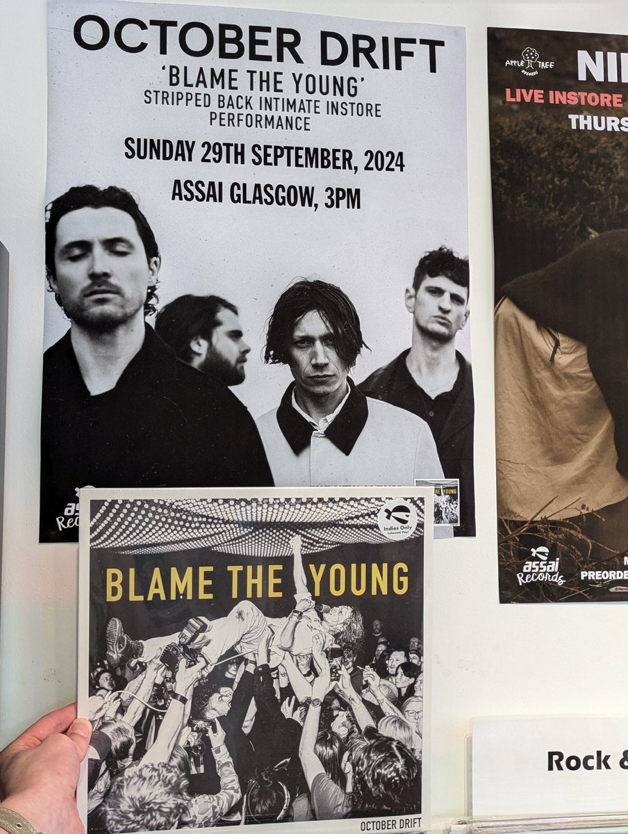 assai_glasgow's tweet photo. ⚠️ REMINDER!
Tomorrow we will have @octoberdrift performing live in-store at 3pm!
Final priority entry tickets and bundle deals with #BlameTheYoung available here: https://t.co/IwM1TFl5Kx
#glasgow #octoberdrift #livemusic #assairecords https://t.co/GbOrnxPTRc
