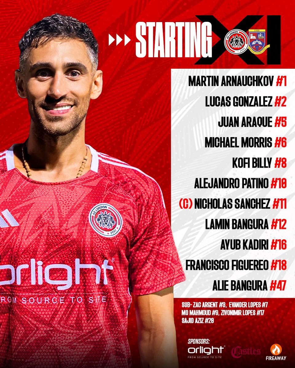 𝐒𝐓𝐀𝐑𝐓𝐈𝐍𝐆 𝐗𝐈 

Slight change in the starting XI: Patino is out after pulling his Achilles in the warm-up and will be replaced by Sajid Aziz (#20).

Additionally, Evander Lopes is unavailable due to sickness.