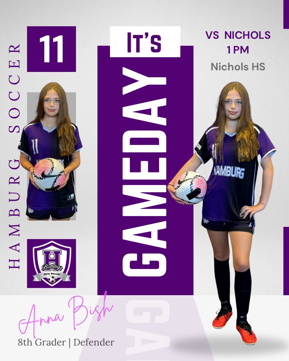 HamGVSoccer's tweet photo. 💥 GAME DAY!!💥 Join us on this beautiful afternoon as we compete in a non-league match against Nichols. Let’s Go Bulldogs!! #BleedPurple ⚽️💜🐾 @HmbgBoosters 

🗓 | Saturday, Sept 28
⏰ | 1 pm
🆚 | Nichols 
📍 | Nichols High School https://t.co/H64qjwXY7P