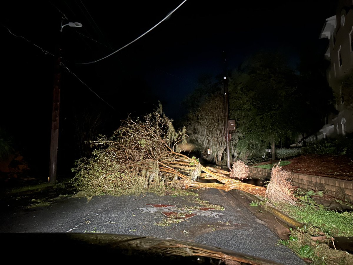 AngelinaOnTV's tweet image. #Valdosta, #Georgia right after #HurricaneHelene passed through. Trees, power lines and traffic lights down. This was right after the rain stopped and wind calmed down. Couldn’t tweet them earlier without service in Lowndes County. Power crews are hard are work now @11AliveNews