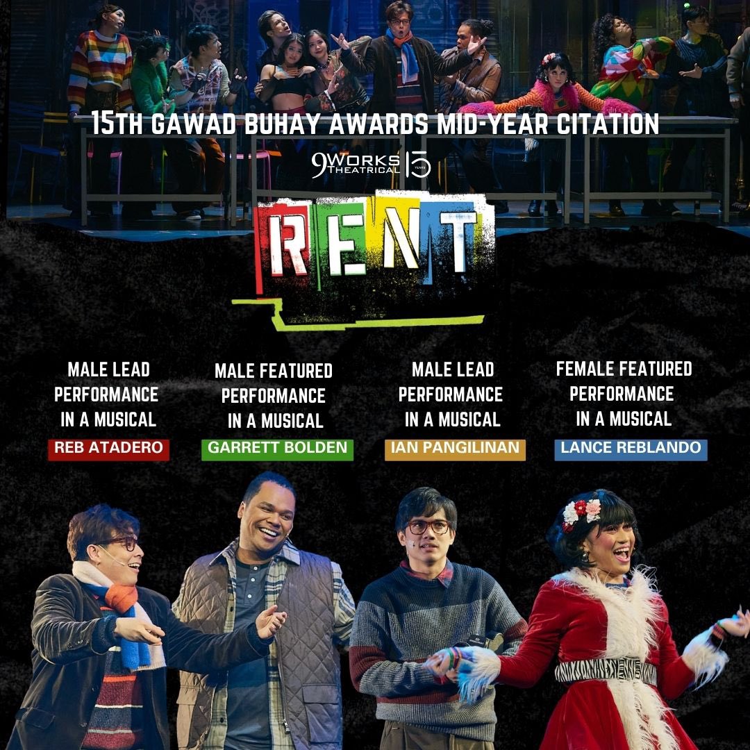 9worksofficial's tweet photo. All the love for #RentMNL2024 โค๏ธ๐๐๐ Thank you to everyone who have supported us and rocking it out with us at the theater!
To our Mark Cohens, Tom Collins and Angelโ weโve got our citations for the 15th Gawad Buhay Awards!
VIVA LA VIE BOHEME!
#9WorksTheatrical #9Worksat15 https://t.co/0BSk7W5Bxx