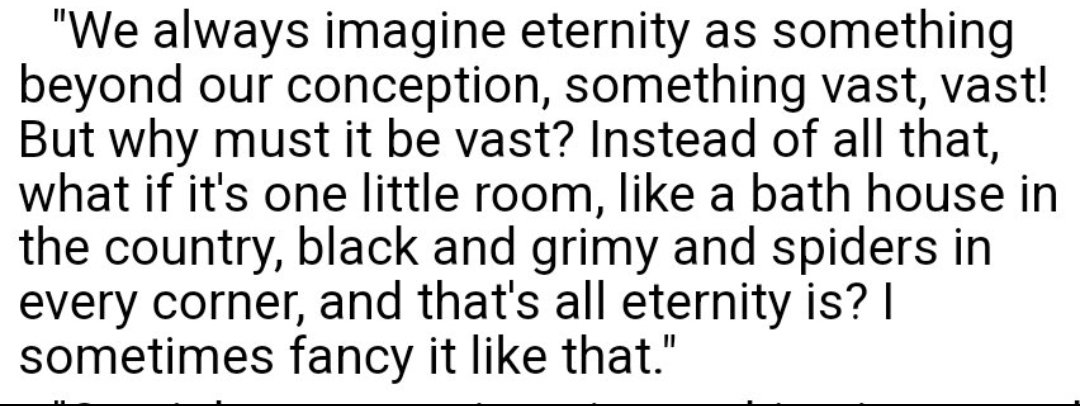 SamsaricHost's tweet photo. Maybe Svidrigailov is right and our eternal lot is arachnids and filth. Yet Raskolnikov was right to reject this. Living out your days certain that all is futile is absurd, undignified. Dostoyevsky agreed. In a later chapter, Svidrigailov commits suicide. https://t.co/CwYhgSUROL