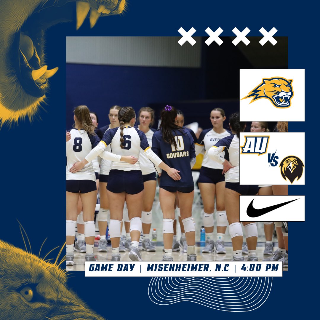 𓃮 Cougars are on the Prowl 𓃮

Catch Averett Volleyball on the road today as we head to Pfeiffer University for a tri-match against the Falcons and the Bishops!!

📆 September 28th
⏰ 2:00PM / 4:00PM
🆚 NC Wesleyan / Pfeiffer
📍 Misenheimer, NC