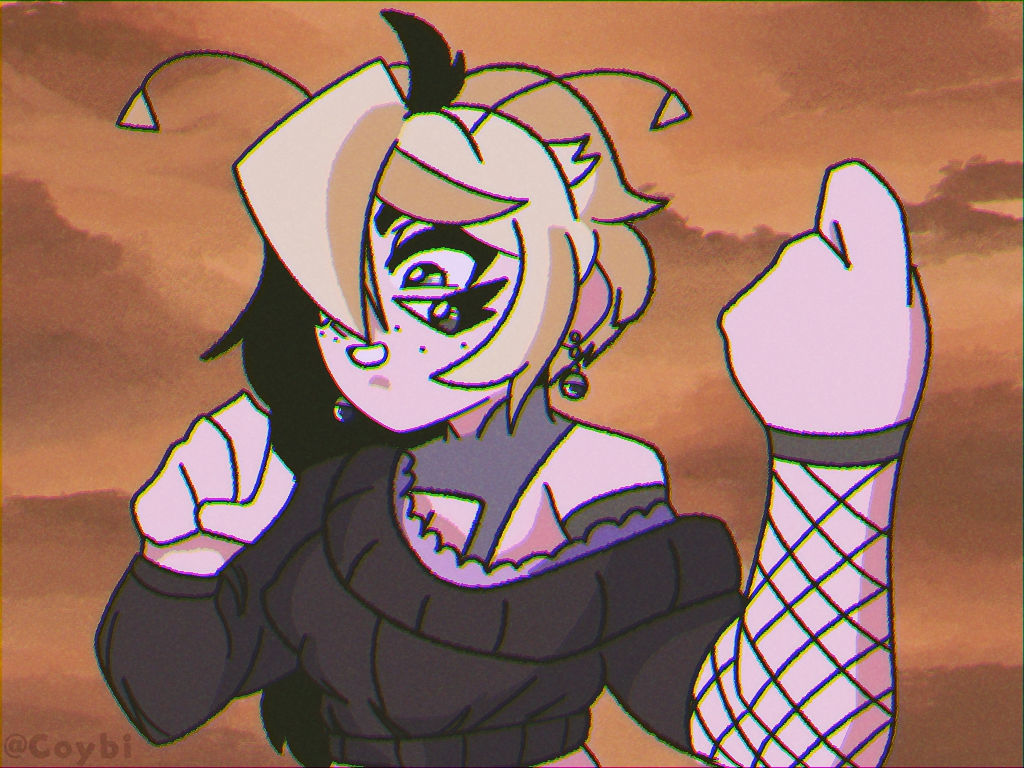 Coybii's tweet photo. "fusion feels odd but call us Chibie"
A fusion between cheese and @_lambii_ Oc! 

#smallartist #art #Clipstudiopaint #dragonballreference #FusionDesign #fusionOCs #potara #90sanimestyle #90s #90art  #ocart #fusion https://t.co/3OpBlUxW5f