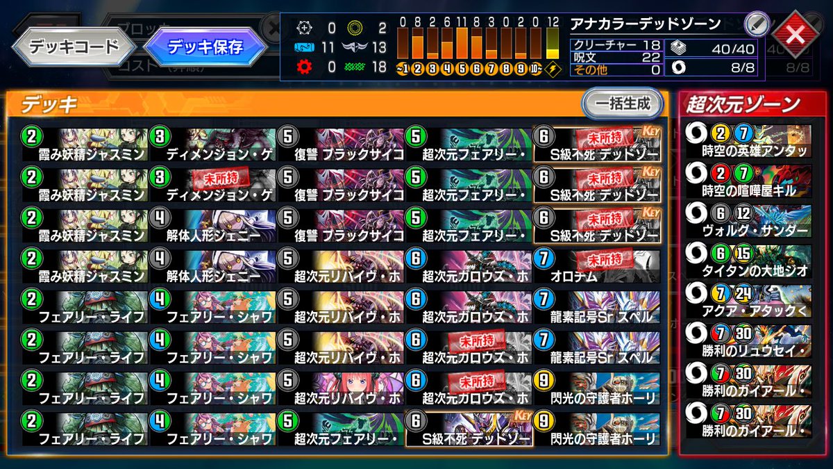 ▽デッキ名 アナカラーデッドゾーン ▽デッキの特徴 2015年の全国大会