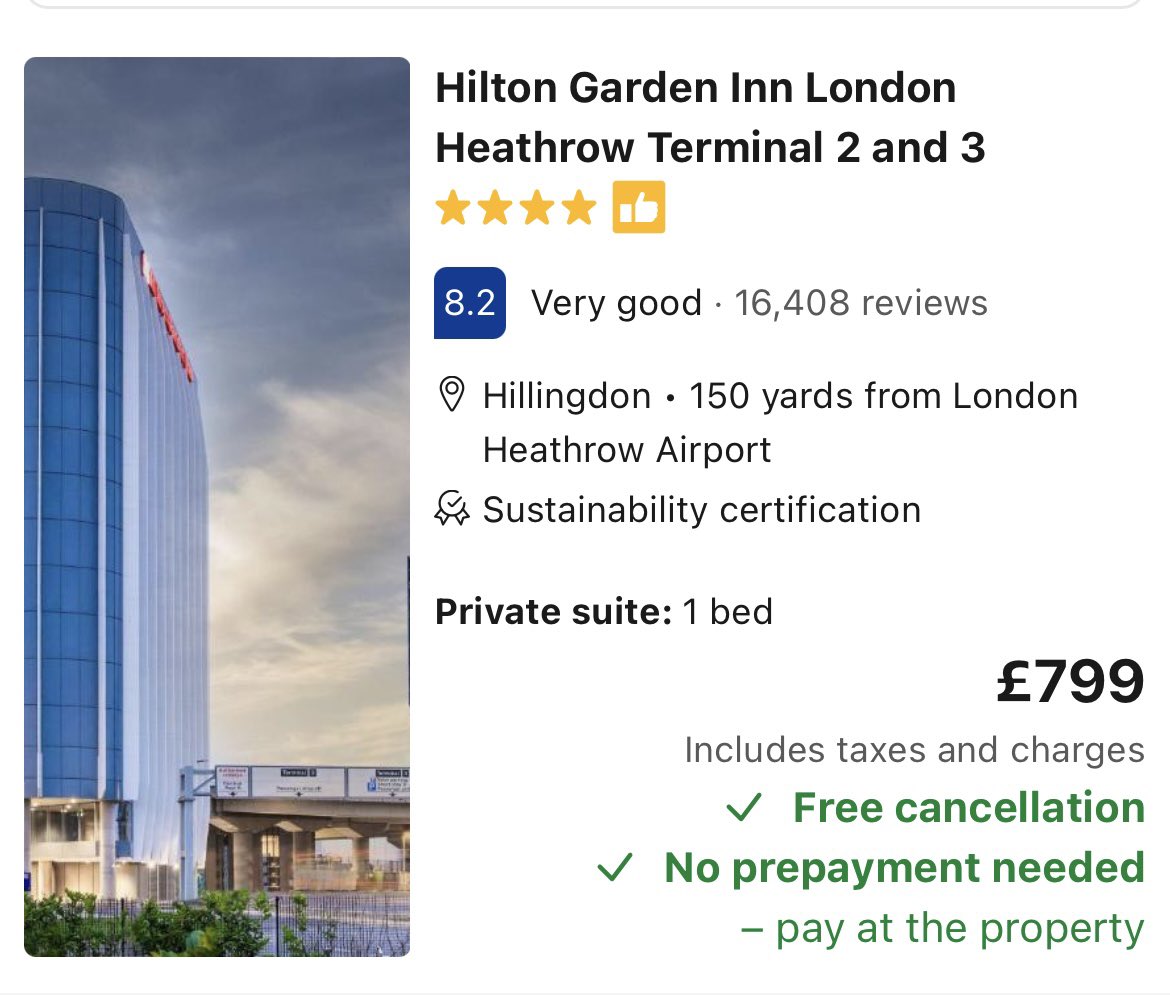 _vegancatlady's tweet photo. Who would pay £800 for 1 night at an airport hotel?????? https://t.co/co3FlYY0w0