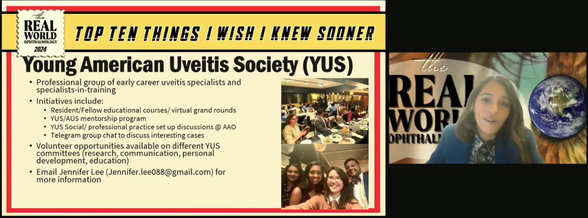 Happening now: Dr. Shilpa Kodati from Kellogg Eye Center encourages young ophthalmologists with an interest in uveitis to join the Young Uveitis Society (YUS). 

Message us if you’d like to register for today’s event!