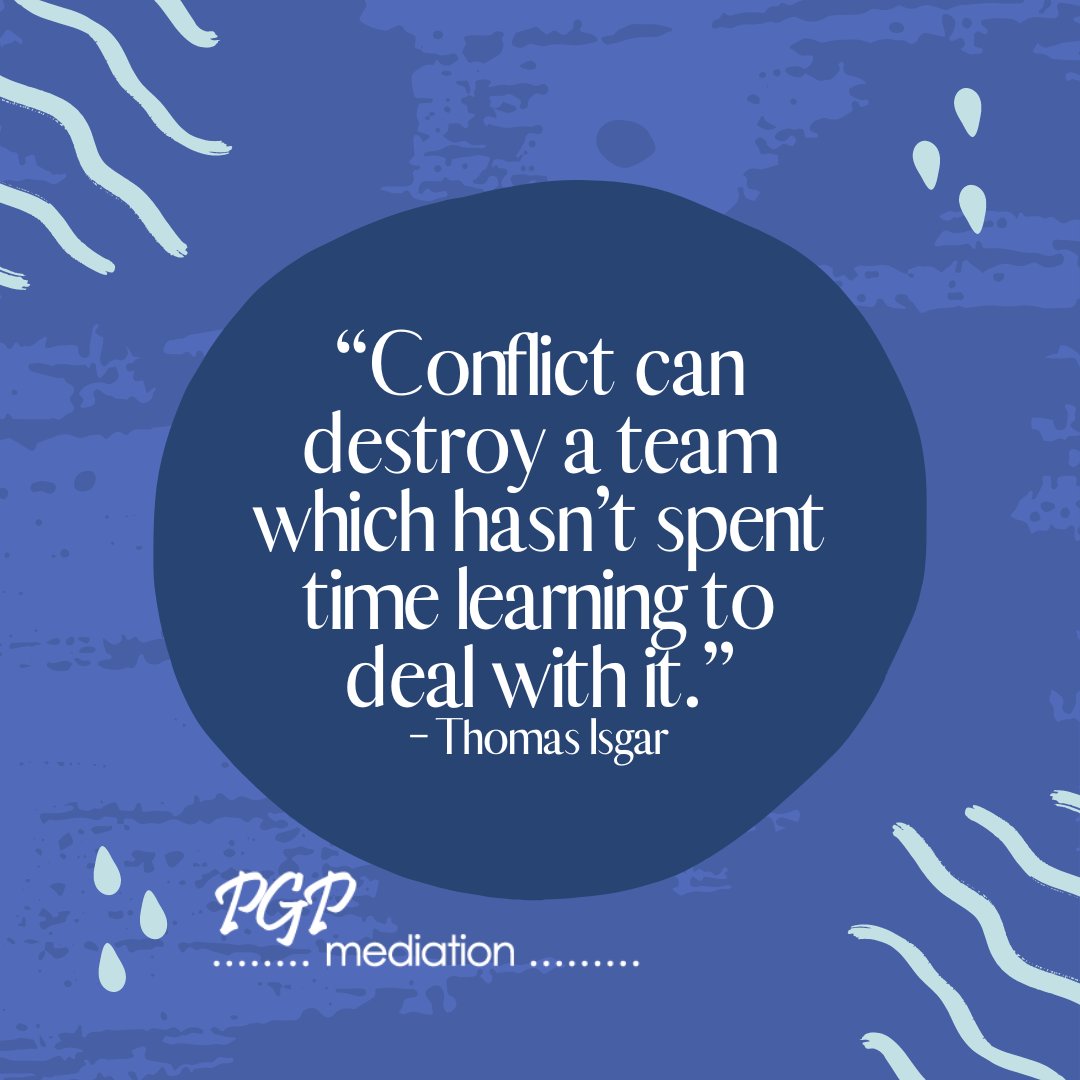 “Conflict can destroy a team which hasn’t spent time learning to deal with it.”
– Thomas Isgar

Phyllis Pollack, Esq
Expert Mediation and Conflict Resolution Services for Southern California
pgpmediation.com
#mediation #adr
