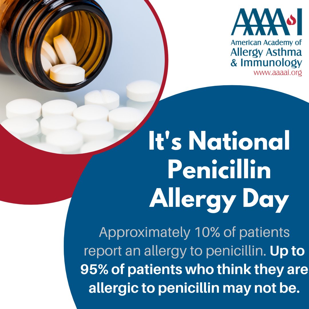 Penicillin Allergy – what do you need to know? #NationalPenicillinAllergyDay #PenicillinAllergyDay #PenicillinAllergy #DrugAllergy
aaaai.org/tools-for-the-…