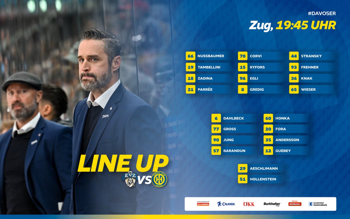 HCD_offiziell's tweet photo. 📋 Ünsches 𝗟𝗶𝗻𝗲 𝗨𝗽 heute Abend in Zug!
Es fehlen: #42Nordström und #72Kessler (beide verletzt); #10Ambühl (gesperrt); #1Solèr, #4Lichtensteiger, #14Blaser, #16Leipold, #26VanDerKaaij (alle U20).
#Davoser | #HCD | #EVZHCD https://t.co/YQciXz32Fj