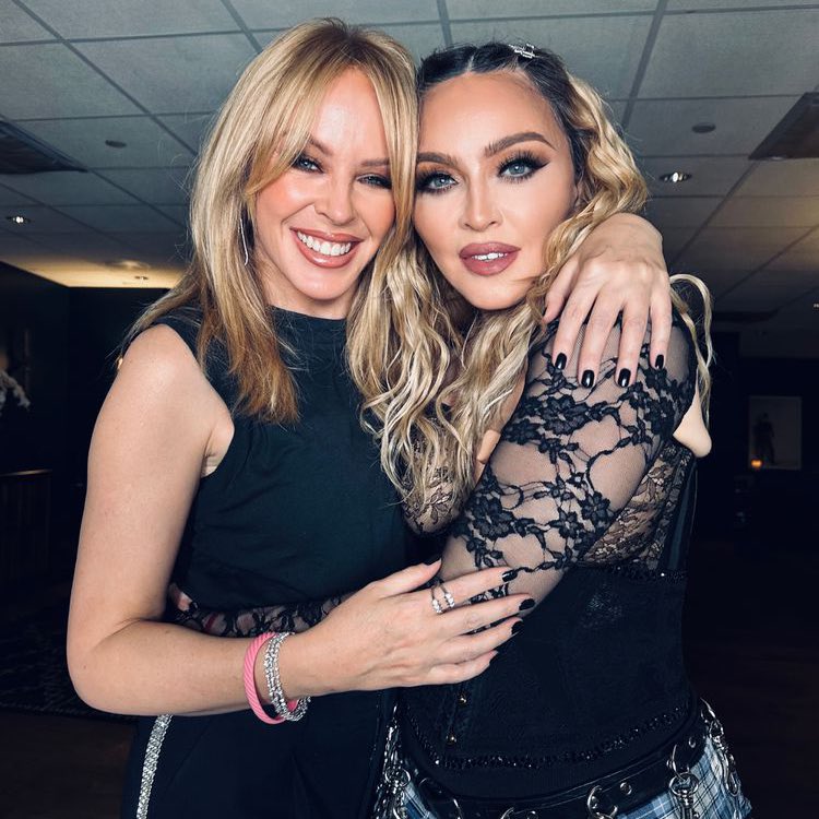 PopCrave's tweet photo. Kylie Minogue discusses her surprise duet with Madonna on the ‘Celebration’ tour:

“I just presumed when I was asked to join her on stage it would be her ‘Vogue�� section… But no, it was to do a cover of ‘I Will Survive’ and her reasoning for that was twofold. One that she sadly lost her mother to breast cancer and she knew about some of my story, and also just being two women who have survived in the industry. It was a really amazing moment… I have some friends who will not forgive me [for not telling them], but I kept it as a surprise. I may have lost some friends, but I did get to sing with Madonna!” (via The One Show)