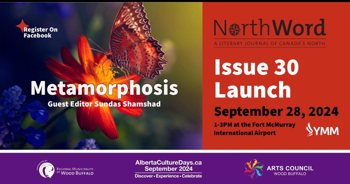 NorthWord (@northwordymm) on Twitter photo Join us TODAY! Celebrate 15 years of the region's only literary publication on September 28 from 1 to 3 pm <a href="/FlyYMM/">Fort McMurray Airport</a> Level 3. And celebrate AB Culture Days with us. Free event/refreshments. #YMM Join us TODAY! Celebrate 15 years of the region's only literary publication on September 28 from 1 to 3 pm <a href="/FlyYMM/">Fort McMurray Airport</a> Level 3. And celebrate AB Culture Days with us. Free event/refreshments. #YMM