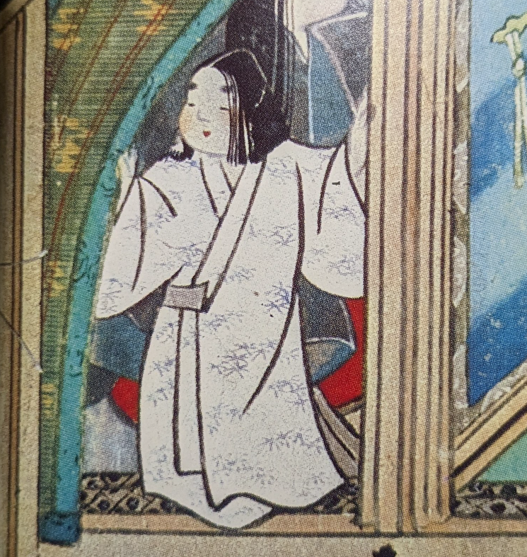 (1)(2)画像不鮮明だけど平安中期作の聖徳太子絵伝、(3)鎌倉時代作の春日権現記絵。紐付きの対丈(衵)で、後ろで留め結ぶ。帯で締めるんじゃないんだよね。幼児服の紐は現代着物の産着にもまだ残っていてとても息が長い。七五三の三歳の晴着も、上に被布着るので隠れてしまうけど、帯じゃなくて紐。 
