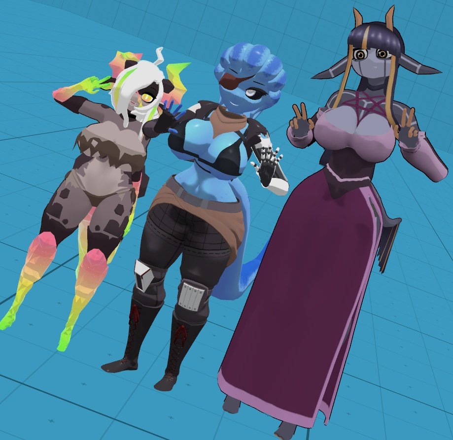 WhateverestMt's tweet photo. What a lovely image taken of the three character models I made this year. Owners are:
@LordFratazzle 
@Solar_Pancake_ 
@GothyRoe https://t.co/0OgzSHZnB2