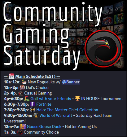 SeverityGaming's tweet photo. 🎉 Happy Community Gaming Saturday SG! 🕹️ Delacour's Stream is now 🔴 Live ( https://t.co/LS4ozpbV3b ), and we'll be getting started up shortly. Tune in for our Monthly 17hr Variety Stream with us! 🎮 https://t.co/AGpuGv0wgU