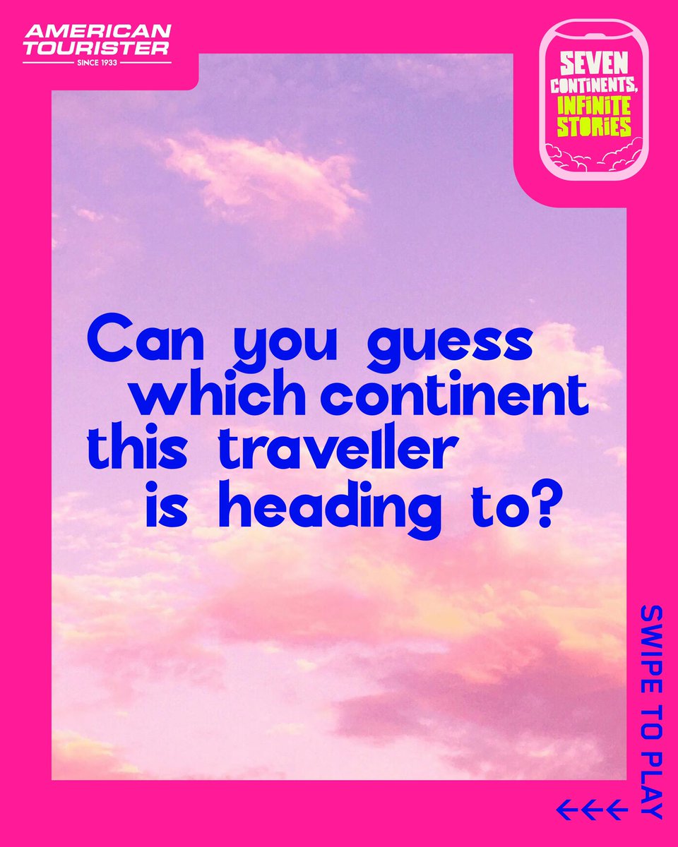 AMtouristerIN's tweet photo. Can you guess which continent is on this traveler’s itinerary?📋

Get a chance to win a free luggage bag from us!😉
Rules to participate: 
-Participate in all 7 contests of ‘7 Continents,Infinite Stories’👍🏻
-Like every post &amp; follow our page❤️
-Tag your friends below every post💬 https://t.co/ZZqiW9G95a