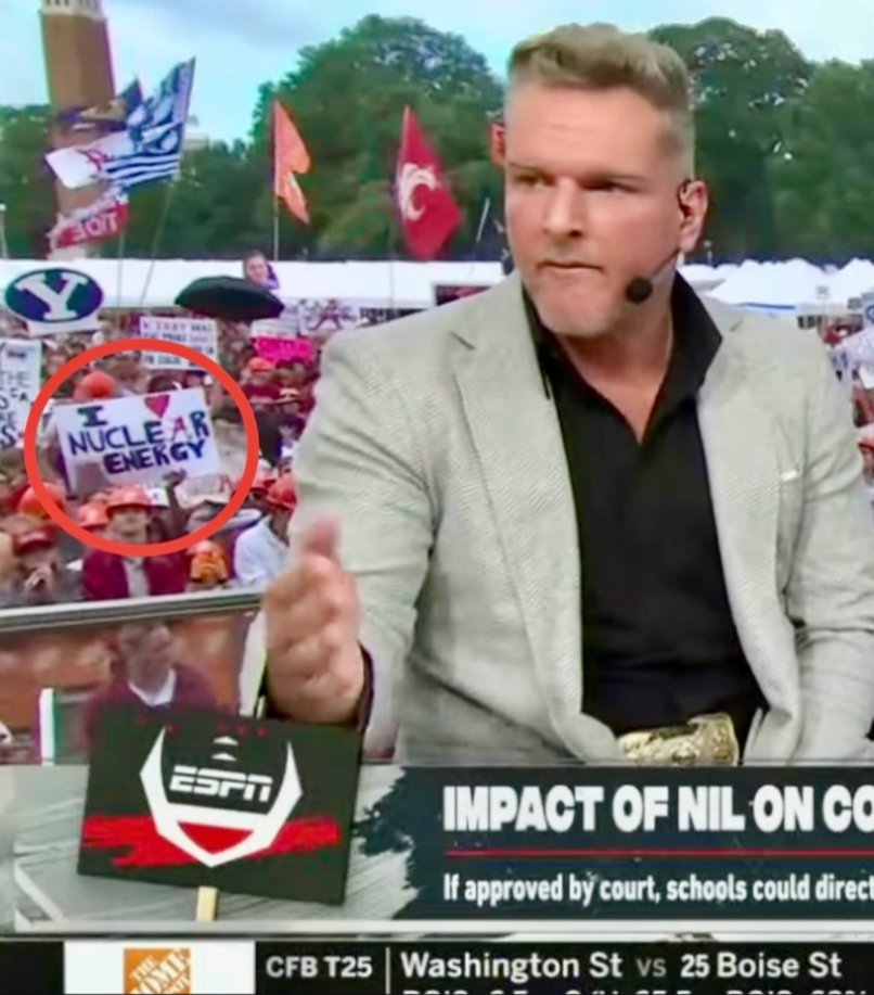 The saga continues, this time in Alabama where almost all clean energy comes from nuclear power

To non-Americans: we care very much about university sports, and this is a national show with 2 million viewers per week hosted at the location of a high profile contest each Saturday