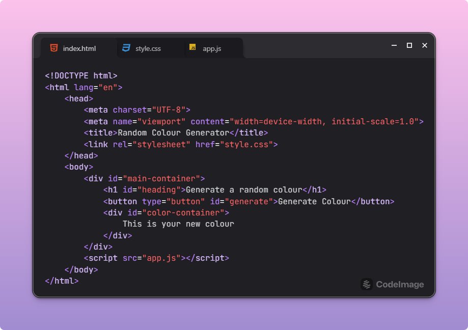 JagadishPr39600's tweet image. Just built this Random Color Generator using JavaScript and DOM manipulation!🎨🖥️ It changes the background color with a smooth transition effect whenever you click &apos;Generate&apos;.🌈

Swipe to check out the video and my code snippets!

#JavaScript #WebDev #LearningJS #DOMManipulation