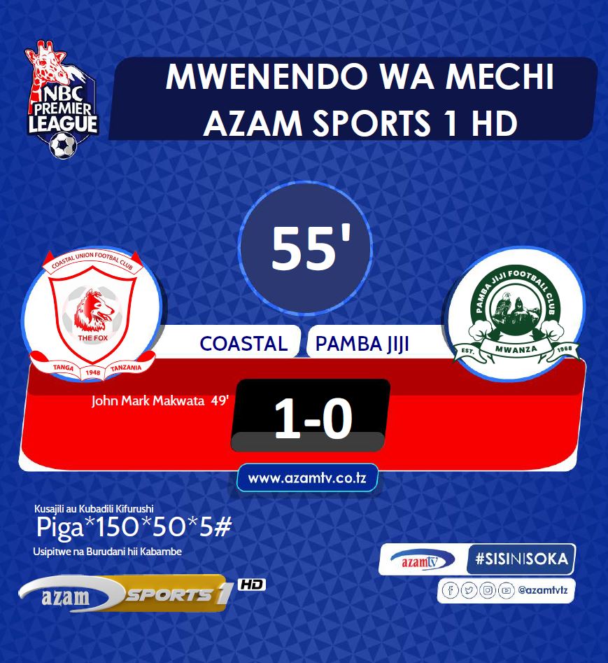55’ | #NBCPL 

Coastal Union 1-0 PambaJiji

LIVE #AzamSports1HD

#NBCPremierLeague #NBCPL #LigiKuuYaNBC #SisiNiSoka #CoastalUnion #PambaJiji #CoastalPamba