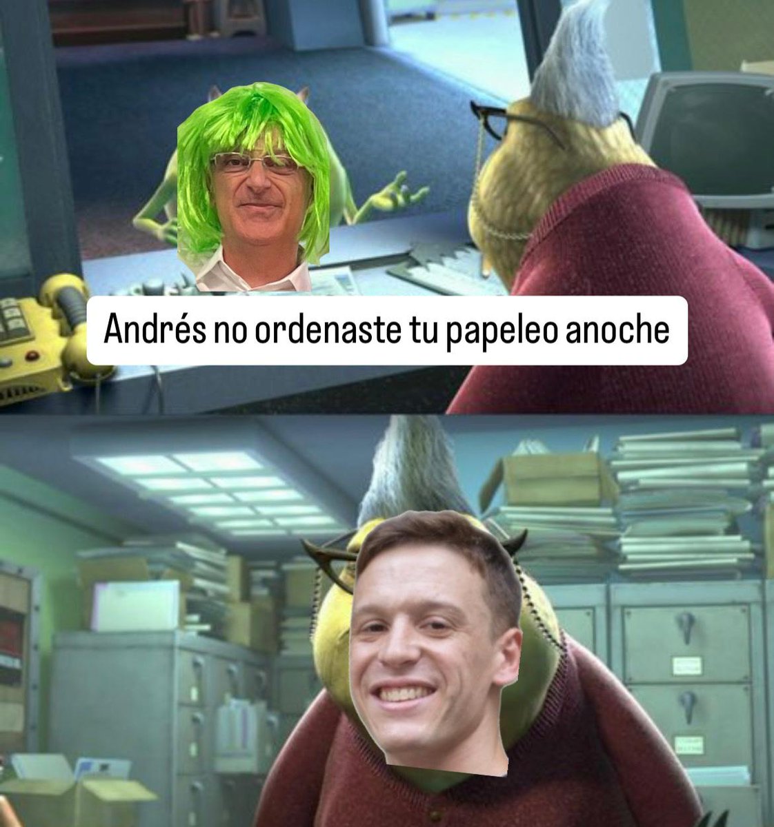 JaviKuperman's tweet photo. #MBAVBUTDT23
Es Andrés Wazowski el talento indicado para ordenar el papeleo administrativo? Estamos gestionando de manera óptima a nuestros recursos? https://t.co/xaeTp5tzed