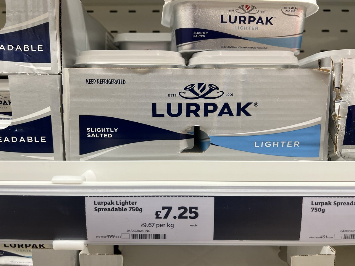 alanxuk's tweet photo. @sainsburys having a larf with @Lurpak price! £5.75 in @Morrisons and @Tesco. Bye - not buy! https://t.co/Wx7GceKMCT