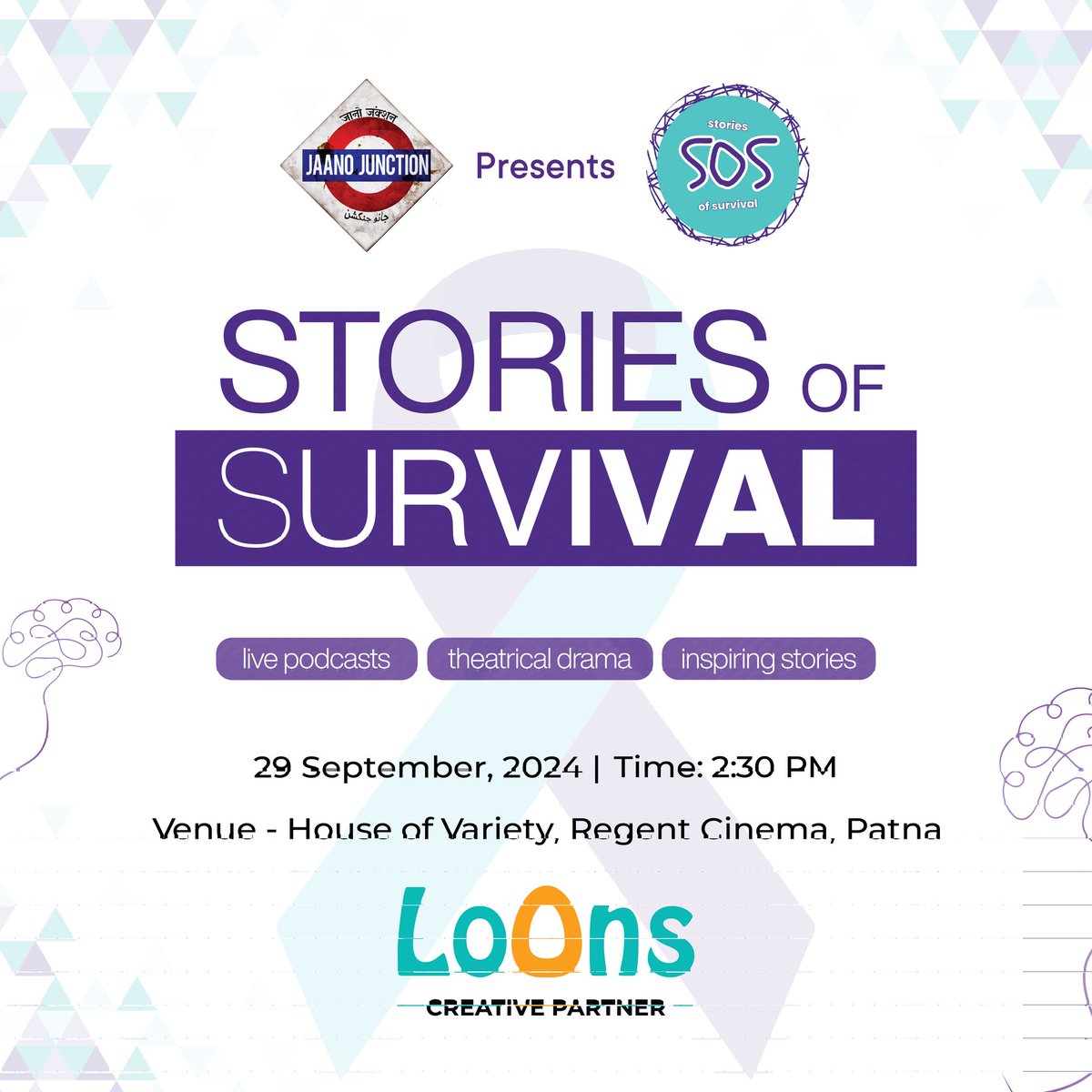loonsindia's tweet photo. Experience the courage and strength of survivors through live podcasts, theatrical dramas, and soul-stirring music performances. 

Together, let’s raise awareness, break the stigma, and support those in need. 💙

 #SuicidePreventionMonth #MentalWellbeing #Loons #BreakTheStigma https://t.co/QBpaklDybq
