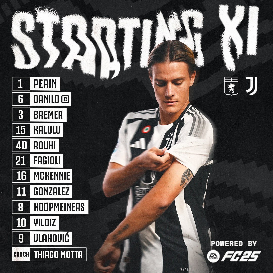 ✍🏻 Gli 1️⃣1️⃣ titolari scelti da mister Thiago Motta per #GenoaJuve 📜

Powered by <a href="/EASPORTSFC/">EA SPORTS FC</a>