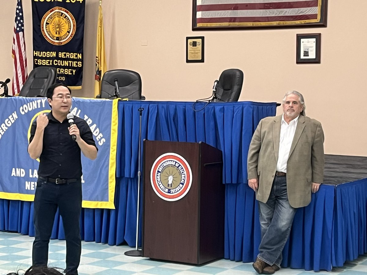 TomSullivanNJ's tweet photo. Week 2 of Labor Walks hosted by the Bergen County Central Labor Council. Thank you to Congressman and Senate candidate Andy Kim for visiting Bergen County and speaking about the issues that affect working families. 

#bergencounty #bergencountynj #bergencountystrong https://t.co/8IFlZtIq6T