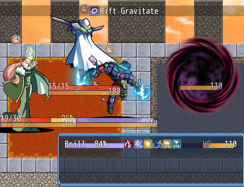 Still working on 0.3.7-P2 this #screenshotsaturday, but the release is getting closer!

Here's a look at a few new enemies! We've seen Breezemasters before; this one's teamed up with a Riftkeeper and a Tomalgamate.

doctorspacebar.itch.io/ruphand-an-apo…
#rpg #rpgmaker #indiedev #solodev