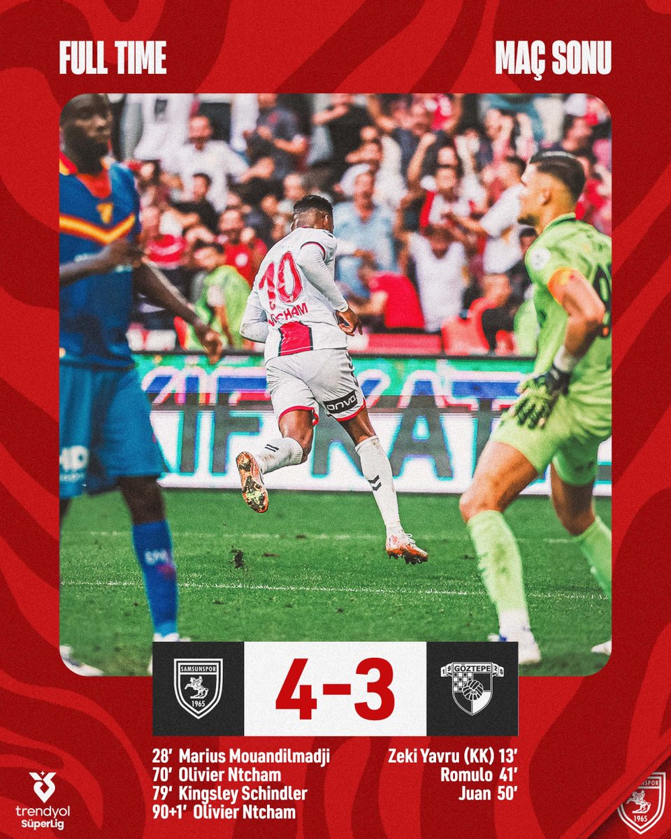 ⏱️ 90+4' :  Maç Sonucu!

Samsunspor 4 - 3 Göztepe

#SAMvGÖZ