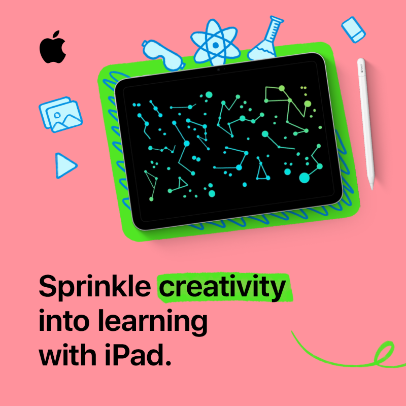 AppleEDU's tweet photo. Level up learning— not your workload — with creative activities that transform how students engage with every subject. 💫