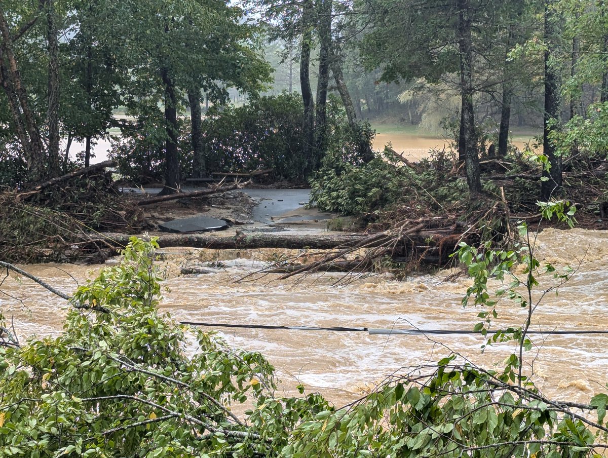 Our station received this email from Banner Elk in Avery county.
"I am hoping to open a line of communication with the "outside world".  Residents of Elk River in Banner Elk are completely stranded.  Attached is a picture of what used to be the bridge which is the only way in or