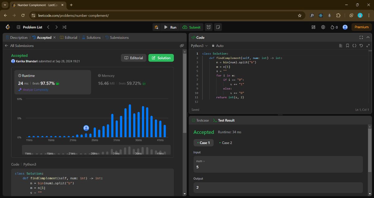 Round 3 of #100DaysOfCode 
Day-90

Leetcode 
✔️ find complement