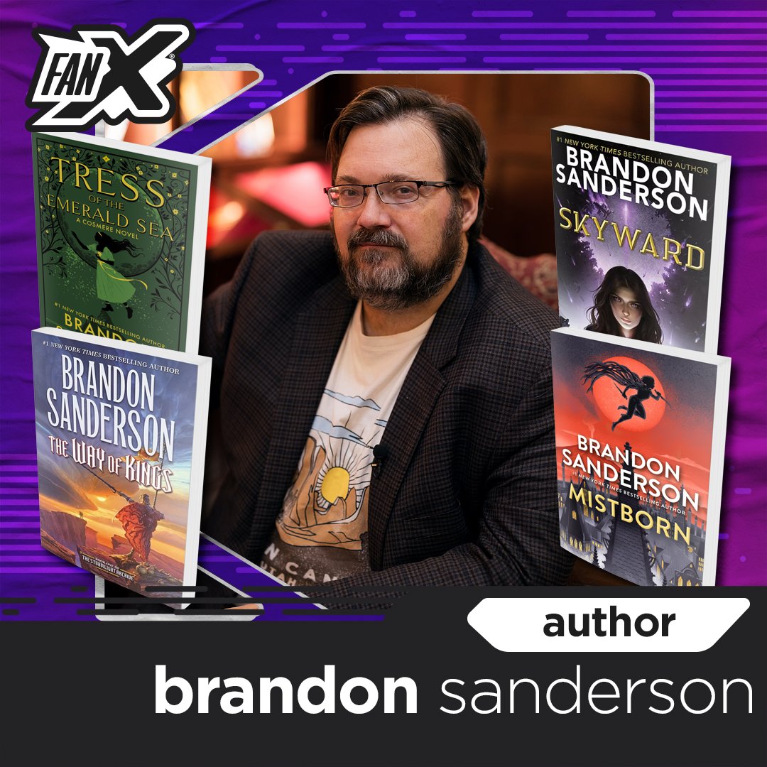 fanxsaltlake's tweet photo. ๐โ๏ธ Bestselling author @BrandSanderson hits the Grand Ballroom stage to discuss the #StormlightArchives, #WheelOfTime, #WayOfKings, #Mistborn and everything in between at 3:30 PM. This panel will be a must-see! @DragonsteelBook #FanX https://t.co/boAPDJmNva