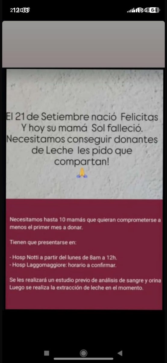 Ayuda! Felicitas es una bebé recién nacida que perdió a su mamá y se están necesitando donantes de leche! Rt 🙏🏼🙏🏼

<a href="/LVDiez/">LVDiez</a>