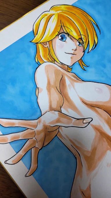 水彩絵の具で塗ったところがやっと乾いた……塗り直しもあったけど(;'Д`A ```15年くらい前に俺の髪の毛がヘアドライヤーは不要だと宣言したので処分……なので我が家ではヘアドライヤーで乾かすことはできないのだッ!w 