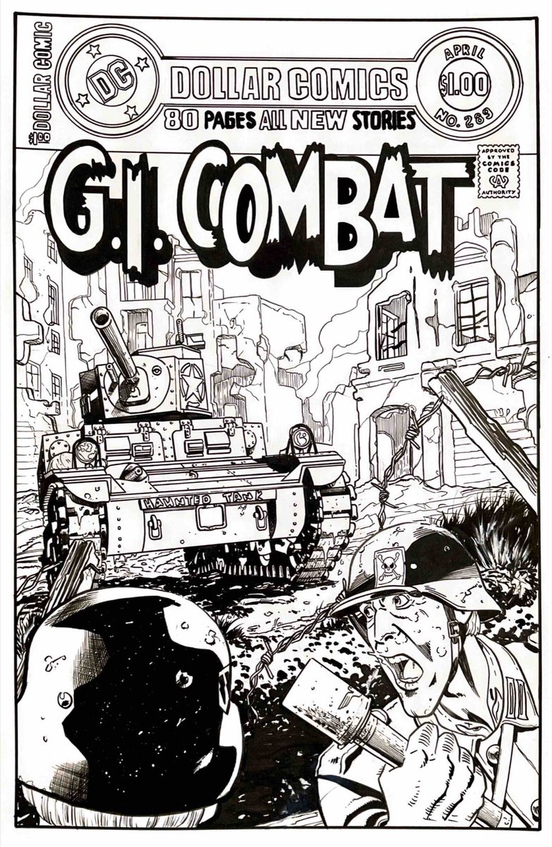 Big5Army's tweet photo. Did I ever show you guys this piece @PeterClintonArt did for me? He’s a superstar! #HauntedTank #WarComics https://t.co/8fzm91qEch
