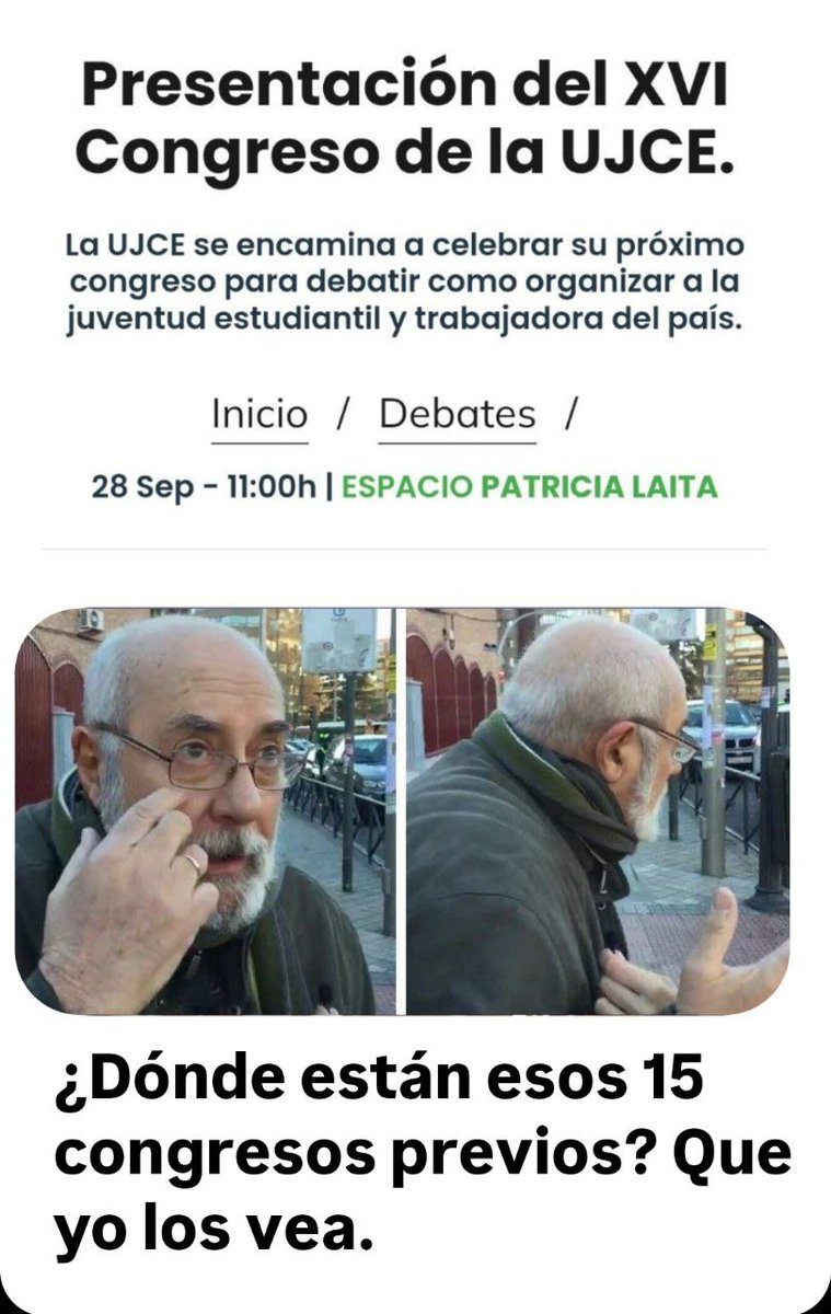 Alguien debería decirles a la UJFake que los Congresos no son como el parchís, que te comes uno y te cuentas 15 #FiestaPCE2024