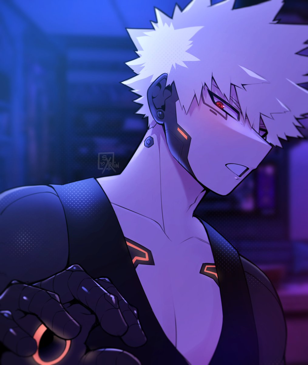 syrinide's tweet photo. Wanted to sketch my Cyberpunk Bakugou again! His alias is Killswitch, and he does some.. not so savory business in the undercity https://t.co/H14GZy6zd8
