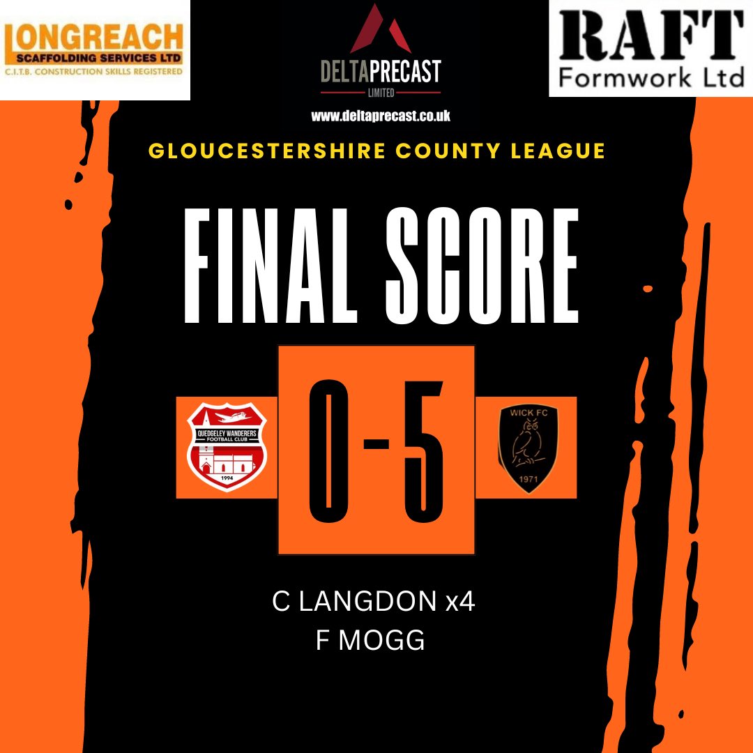First Team make it three wins on the bounce with a clinical 5-0 victory away at <a href="/QWFC94/">Quedgeley Wanderers FC</a>. A first goal in Wick colours for young <a href="/freddie_mogg/">Freddie Mogg</a> and another four goals for that man again <a href="/CoryLangdon7/">Cory</a> 😎

#Owls