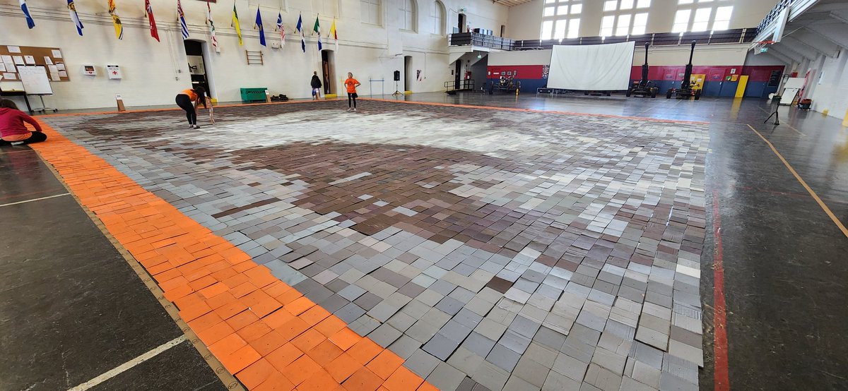 Students and teachers at SJHS, with artist Bonny Hill, made this to honour Elder and Residential School survivor Vaughan Nicholas. He shared his story with this evening's attendees at the armories, along with a packed auditorium at the school #everychildmatters