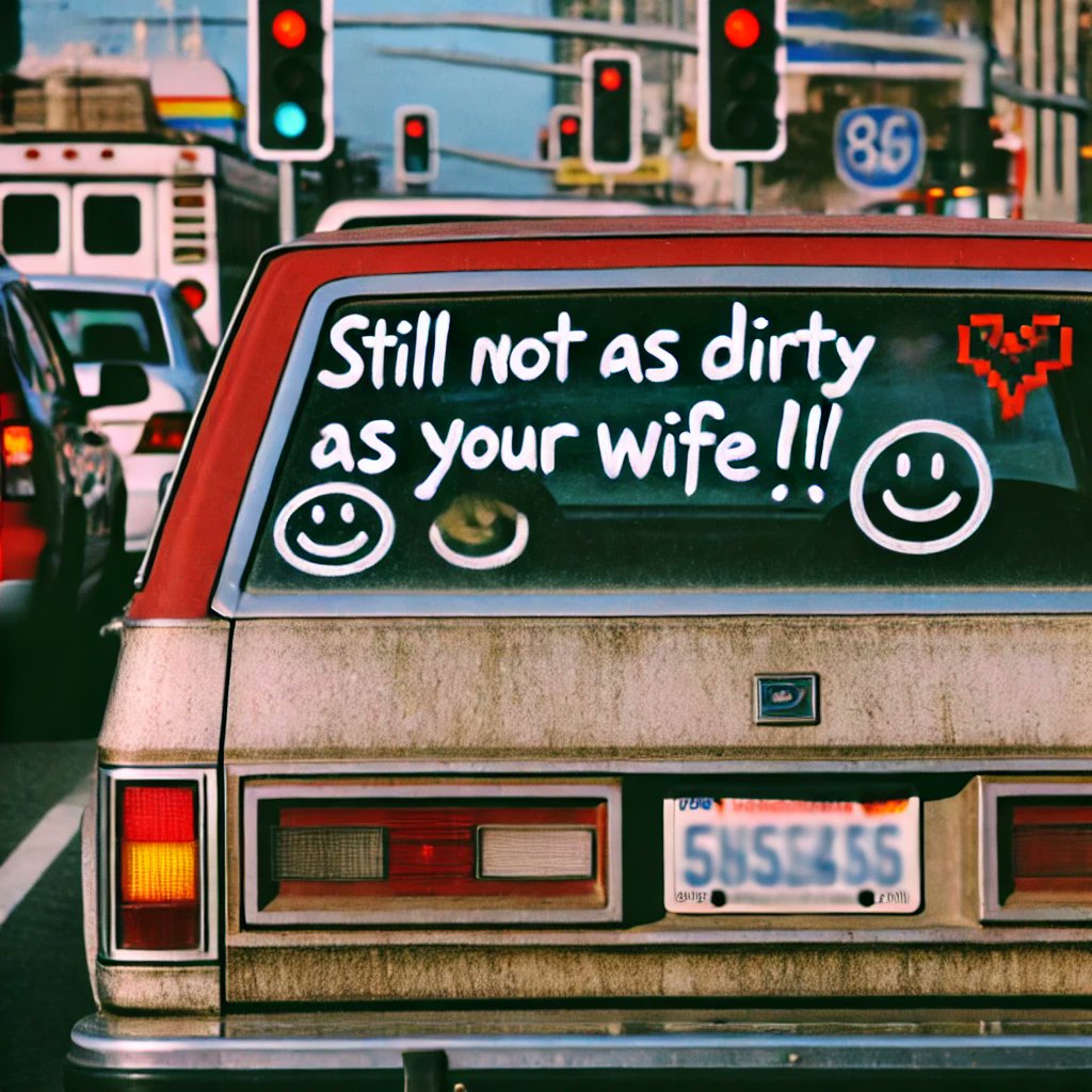 GregRalphQ's tweet image. When a dirty car has a comeback of its own! 😂🚗 #PixelArt #RetroHumor #CarHumor #TrafficLife #ComedicArt #PixelVibes
