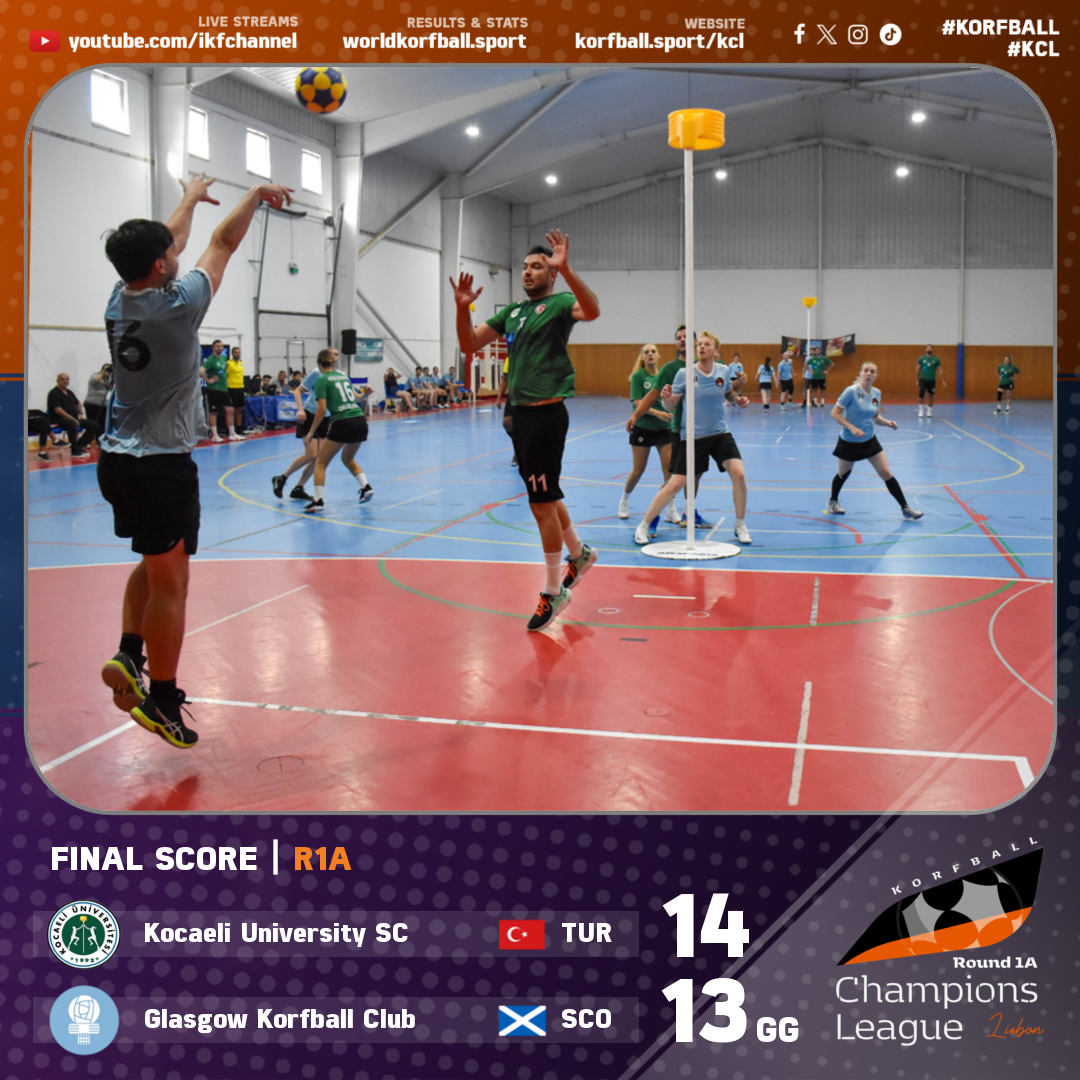#KCL R1-A | Final Score: Kocaeli 14-13 Glasgow (GG) | #Day2

🏆 IKF #Korfball Champions League Round 1-A 2024-25
📍 27-29/9 in Lisbon, 🇵🇹POR | <a href="/IKFKCL/">IKF Champions Korfball League</a>
📺📈📰 Streams, results &amp; stats: korfball.sport/KCL
📷 Luis Silva

#TheMixedGenderSport #korfbal #corfebol #korfbol #corfbol