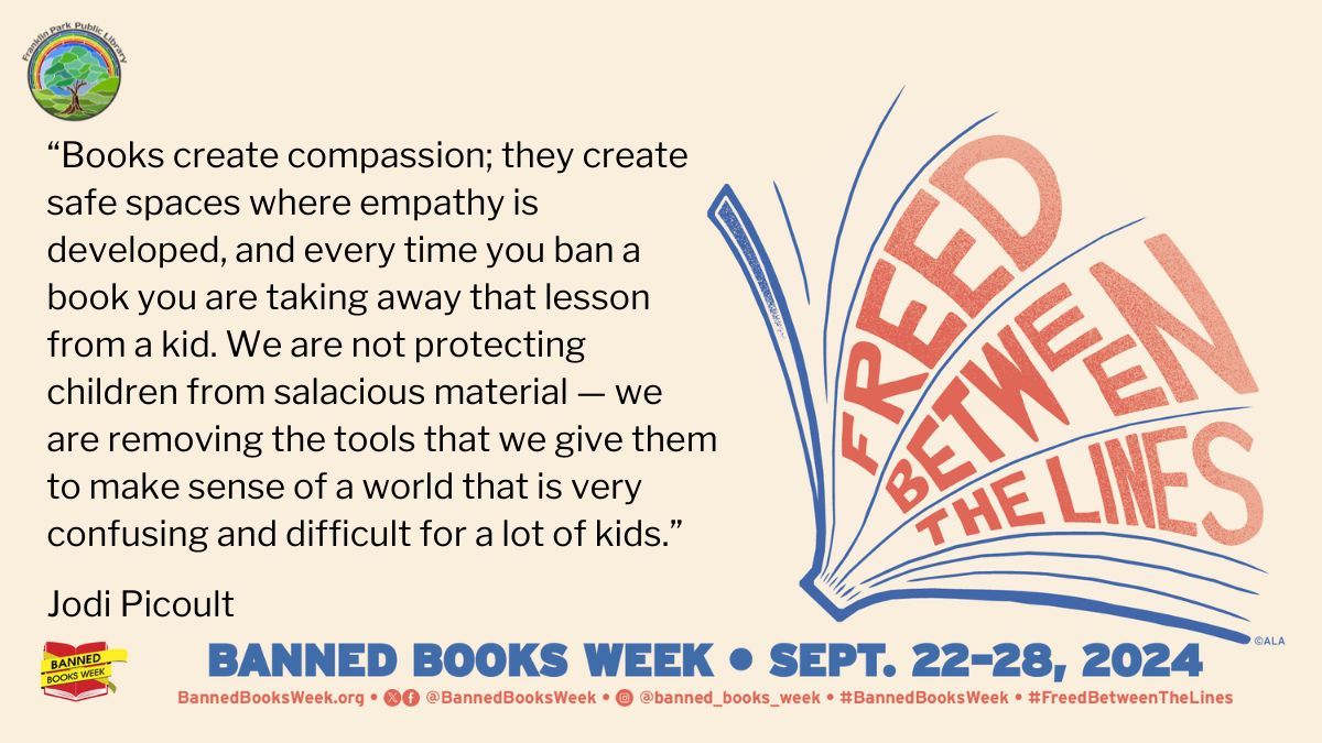 Banned Books Week is almost over, but we hope you'll continue celebrating your Freedom to Read when you “Freed Between the Lines”. #BannedBooksWeek #BannedBooksWeek2024