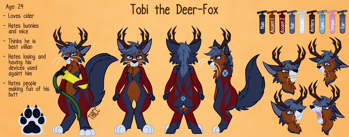 CampionBunny's tweet photo. Finished reference sheet for @TheTriggeredFox !!
I hope i captured his evilness well!! He's always such a fun character to draw <3

If anyone else is interested in art from me pls feel free to dm 👀 https://t.co/K1D7AGz5x8